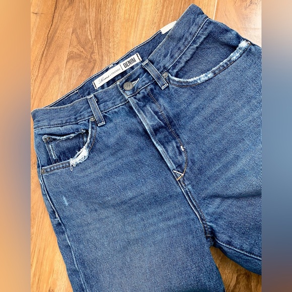 Lovers + Friends Nolan Jeans Distressed Ripped Button Fly High Rise Straight 26 - Picture 9 of 12